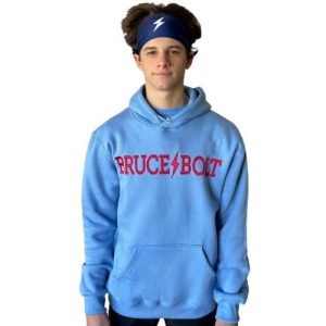 BRUCE BOLT Hoodie - Baby Blue/Red
